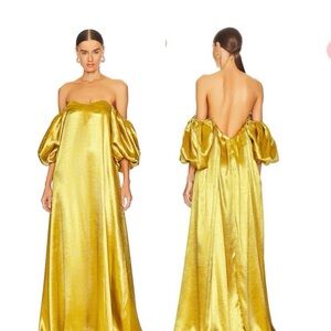 Caroline Constas Gold Maxi Dress